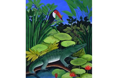 Geneviève JOST Crocodile et toucan   © Galerie Valentin