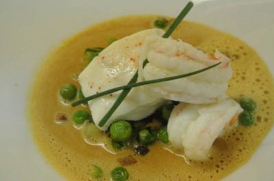 Flétan et langoustines confites