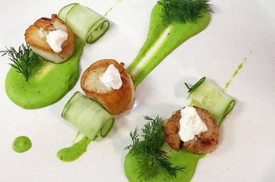 Pétoncles et purée de pois verts   © Par Mo/M.Parent