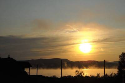 Vue sur le lac Mégantic depuis de la terrasse